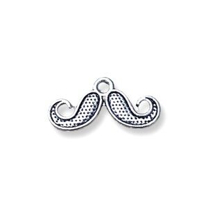 🔴 5 for $10 ONE Vintage Style Silver Tone Reversible Mustache Pendant